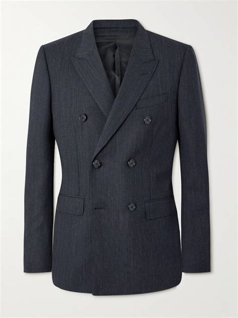 CELINE HOMME Pinstriped Wool and Silk